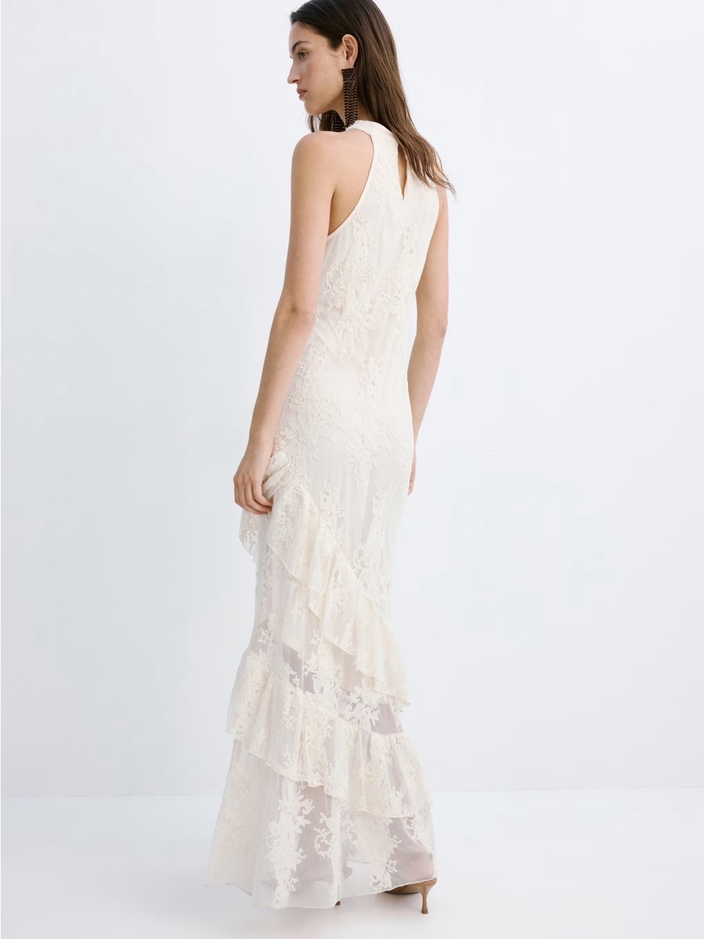 NWT (size 6) MANGO EMBROIDERED TULLE DRESS WITH RUFFLES - Picture 2 of 12